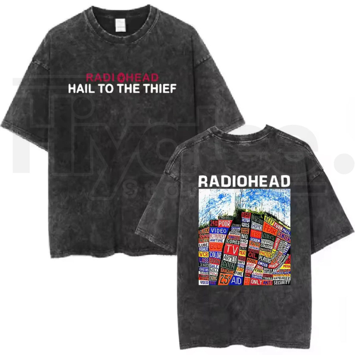 Radiohead Rock Band Vintage T-Shirt – Washed Hip Hop Music Oversized Tee