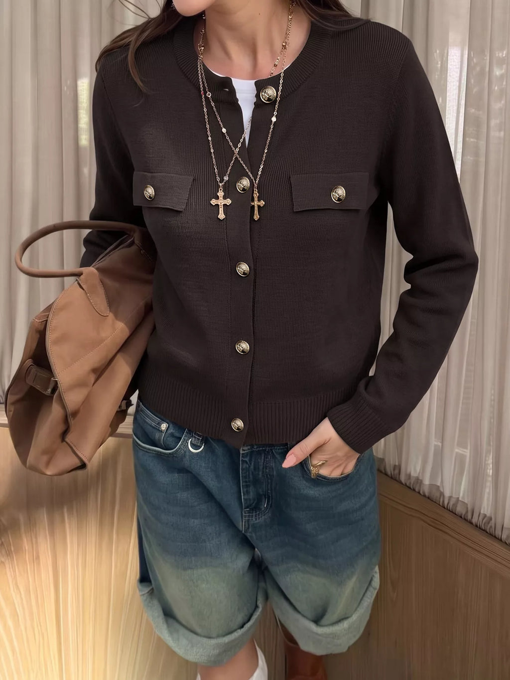 Button Down Long Sleeve Cardigan