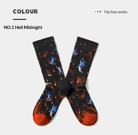 French Creative Socks Illustration Art Socks For Men And Women Couples