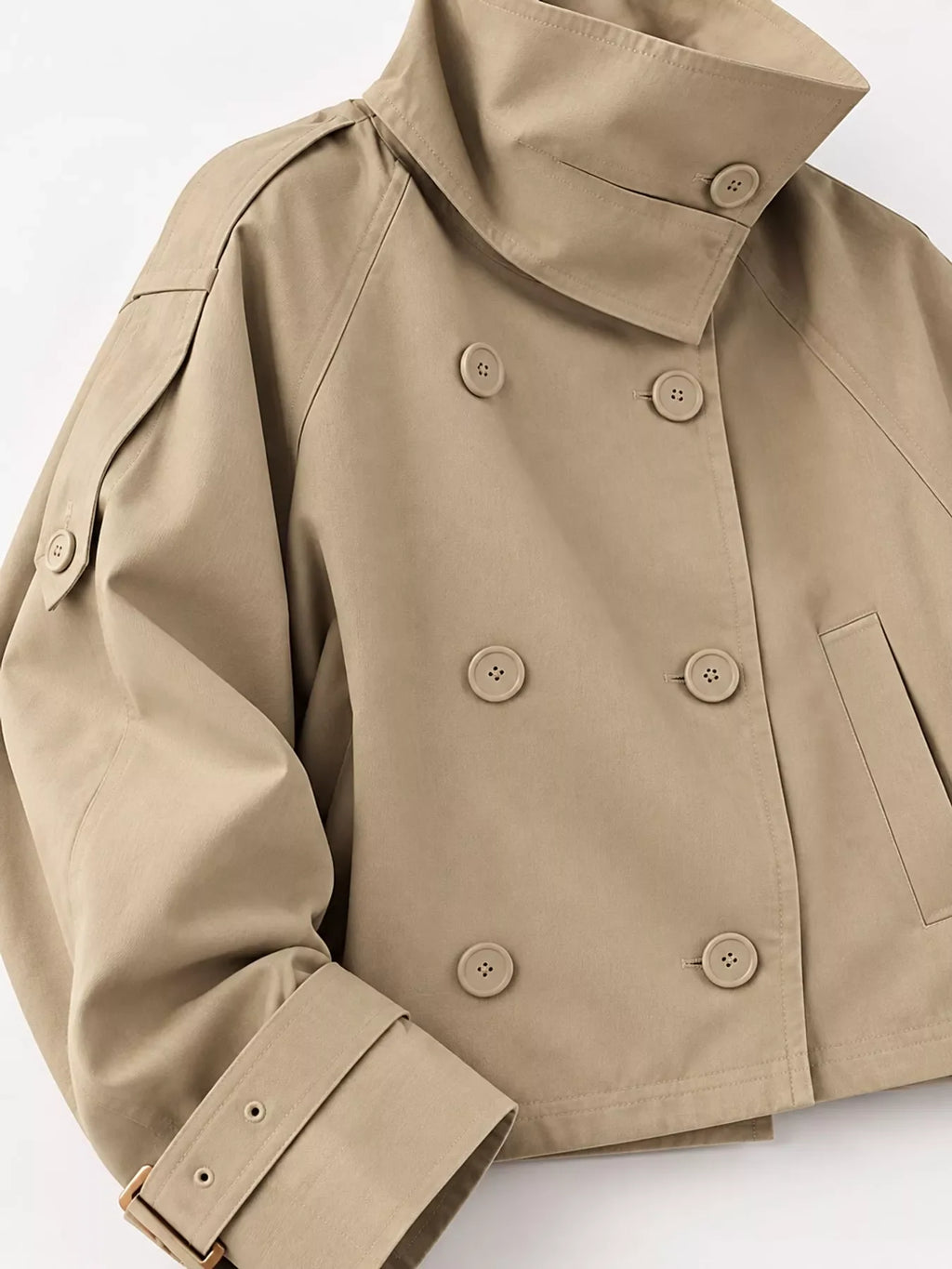 Double-Breasted Cropped Trench Jacket