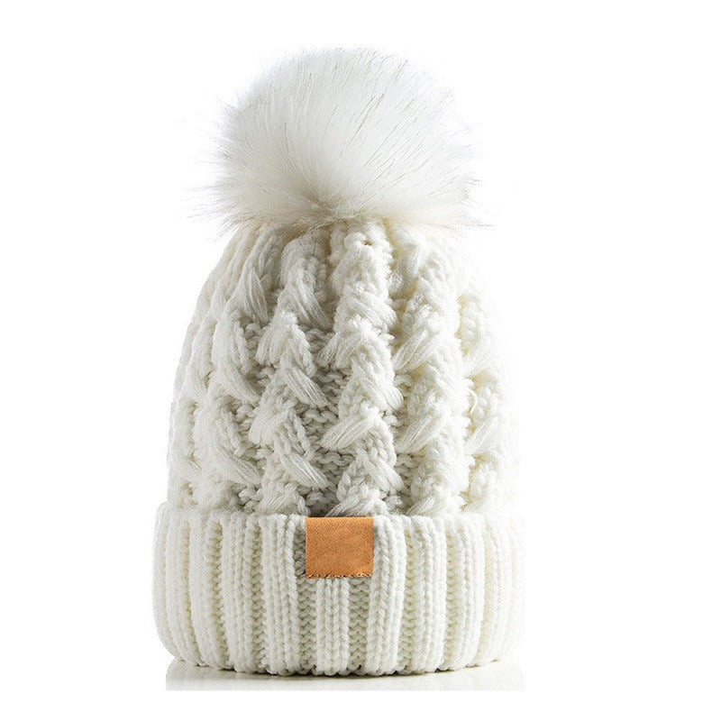 Snow Cap Knitted Hat Unisex Rolled Brim