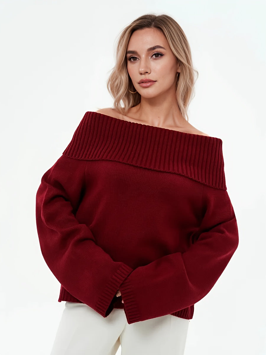 Women's Off-shoulder Casual Loose-fit Pullover Sweater