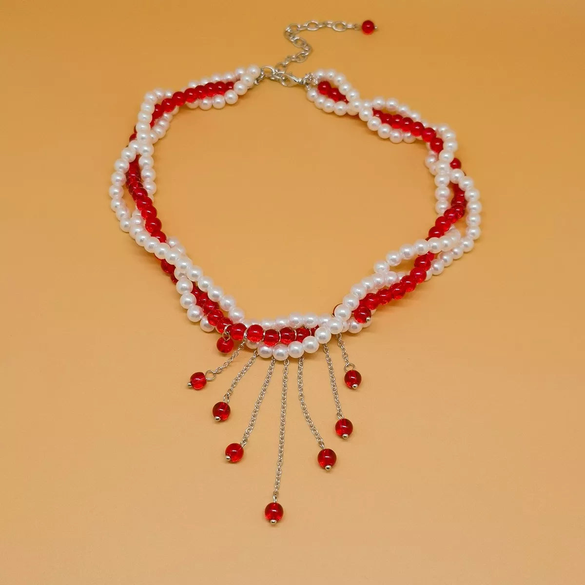 Twisted Bead Tassel Necklace