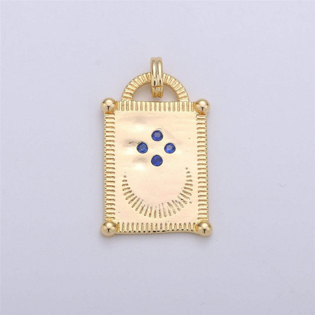 14k gold filled Crescent Moon Pendant, Celestial Jewelry Cubic zirconia Star Medallion Pendant for Necklace Earring component I-260