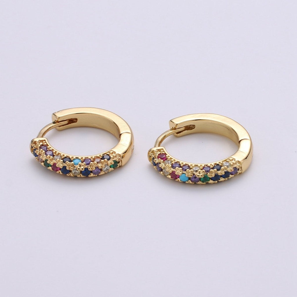 24k Gold Filled Earring CZ Huggie Hoop Earrings