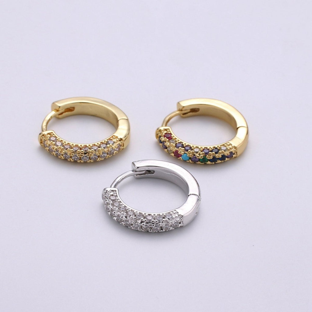 24k Gold Filled Earring CZ Huggie Hoop Earrings