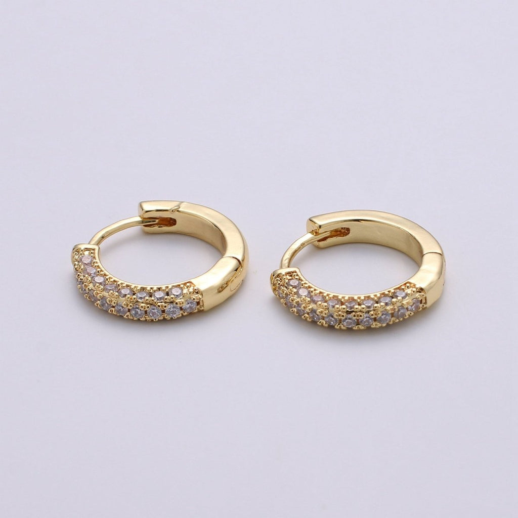 24k Gold Filled Earring CZ Huggie Hoop Earrings