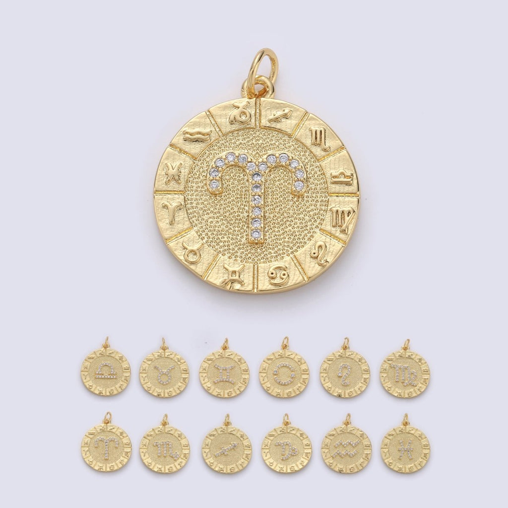 14k Gold Filled Zodiac Charms Micro Pave Constellation Necklace Pendant for Zodiac Necklace Celestial Jewelry Making Supply | A-A1749-A-A1754