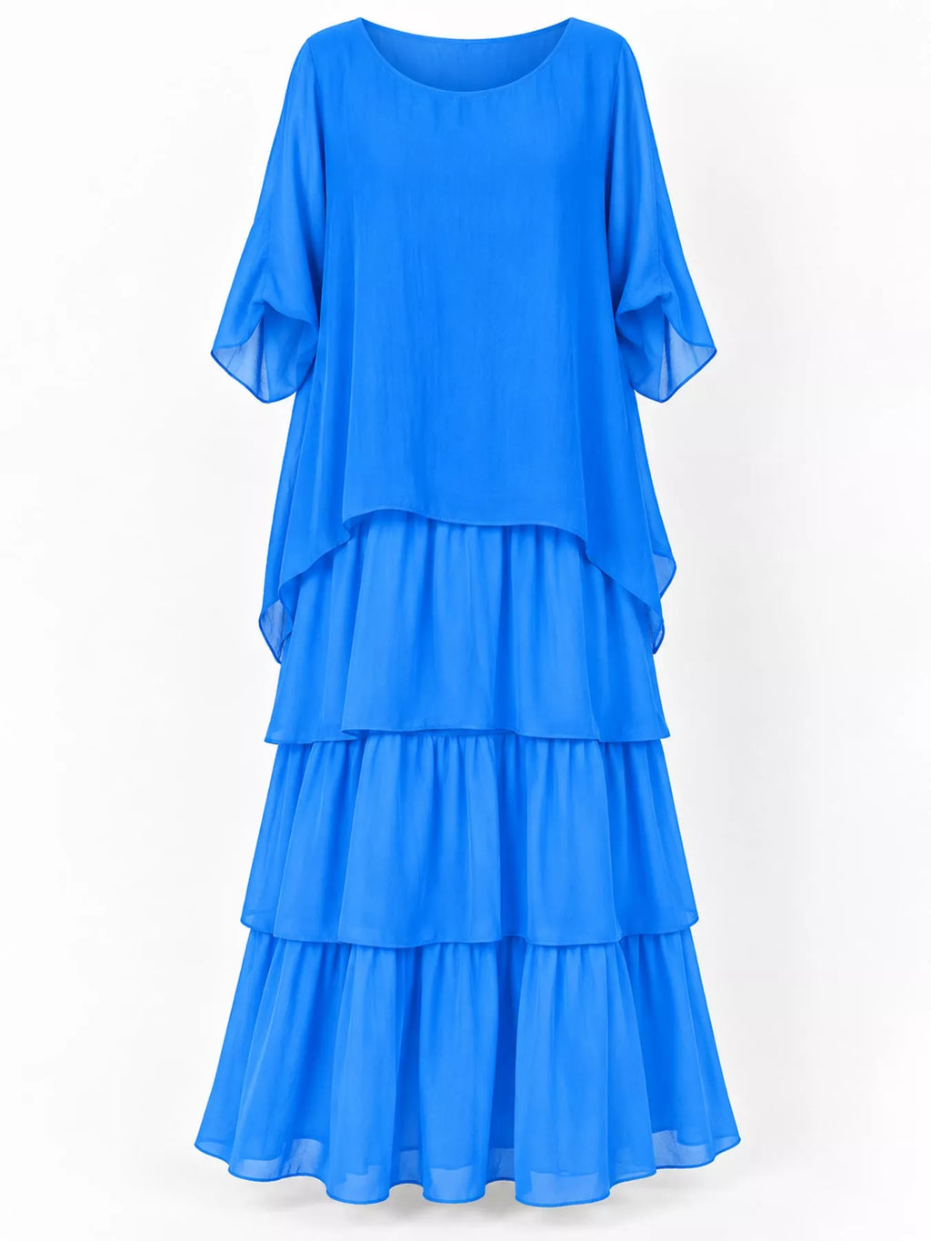 Full Size Layered Batwing Sleeve Maxi Dress Plus Size