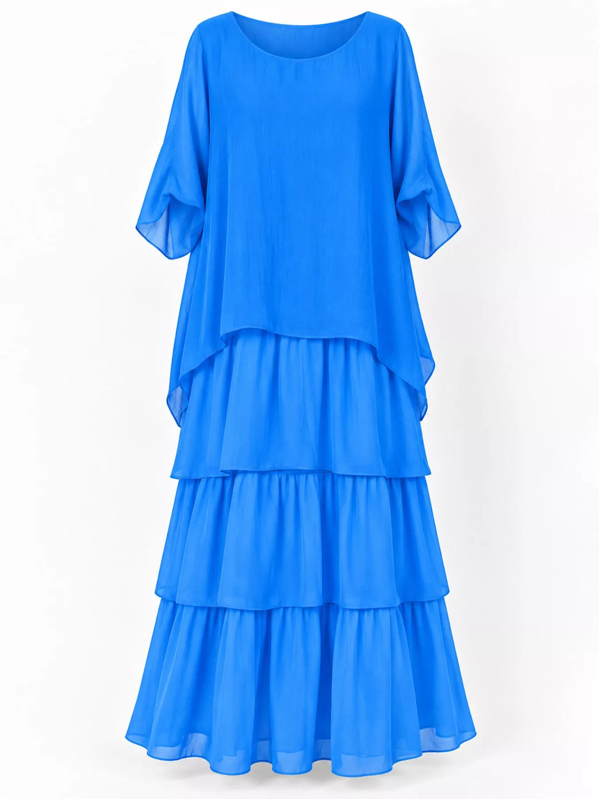 Full Size Layered Batwing Sleeve Maxi Dress Plus Size