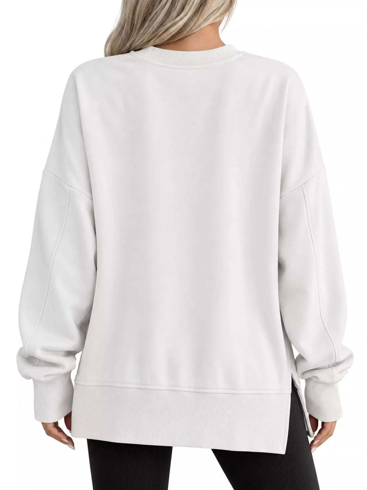 Oversized Crew Neck Sweatshirt with Side Slit