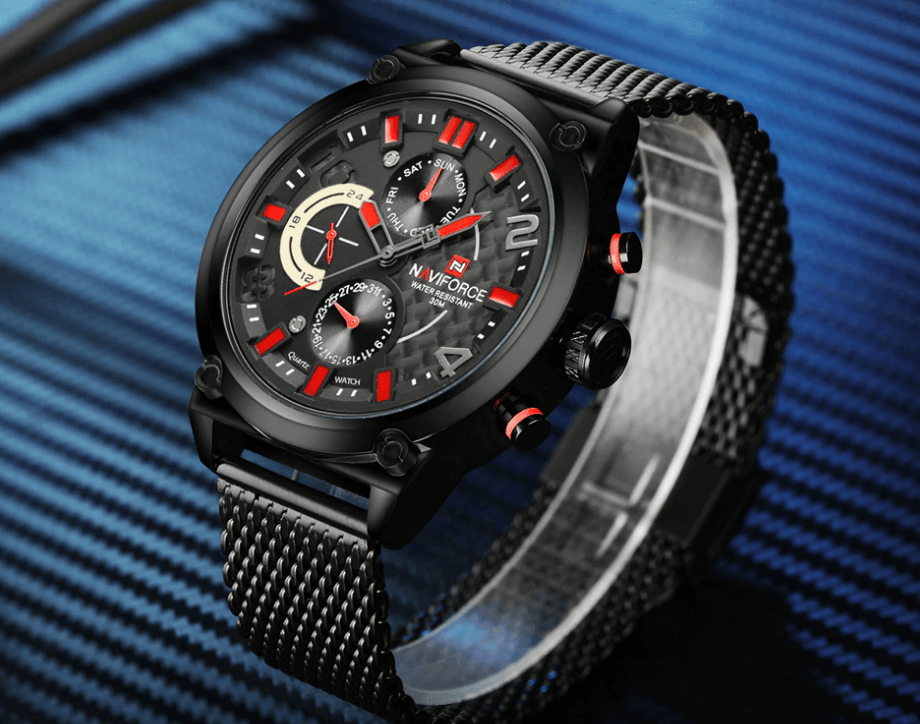 Men's Multifunction Analog Quartz Watches Waterproof Wrist Watch With Stainless Steel Mesh Band Excellent Design Perfect Gift
