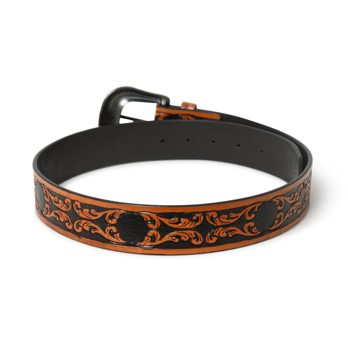 Western Cowboy Leather Belt - Black & Brown