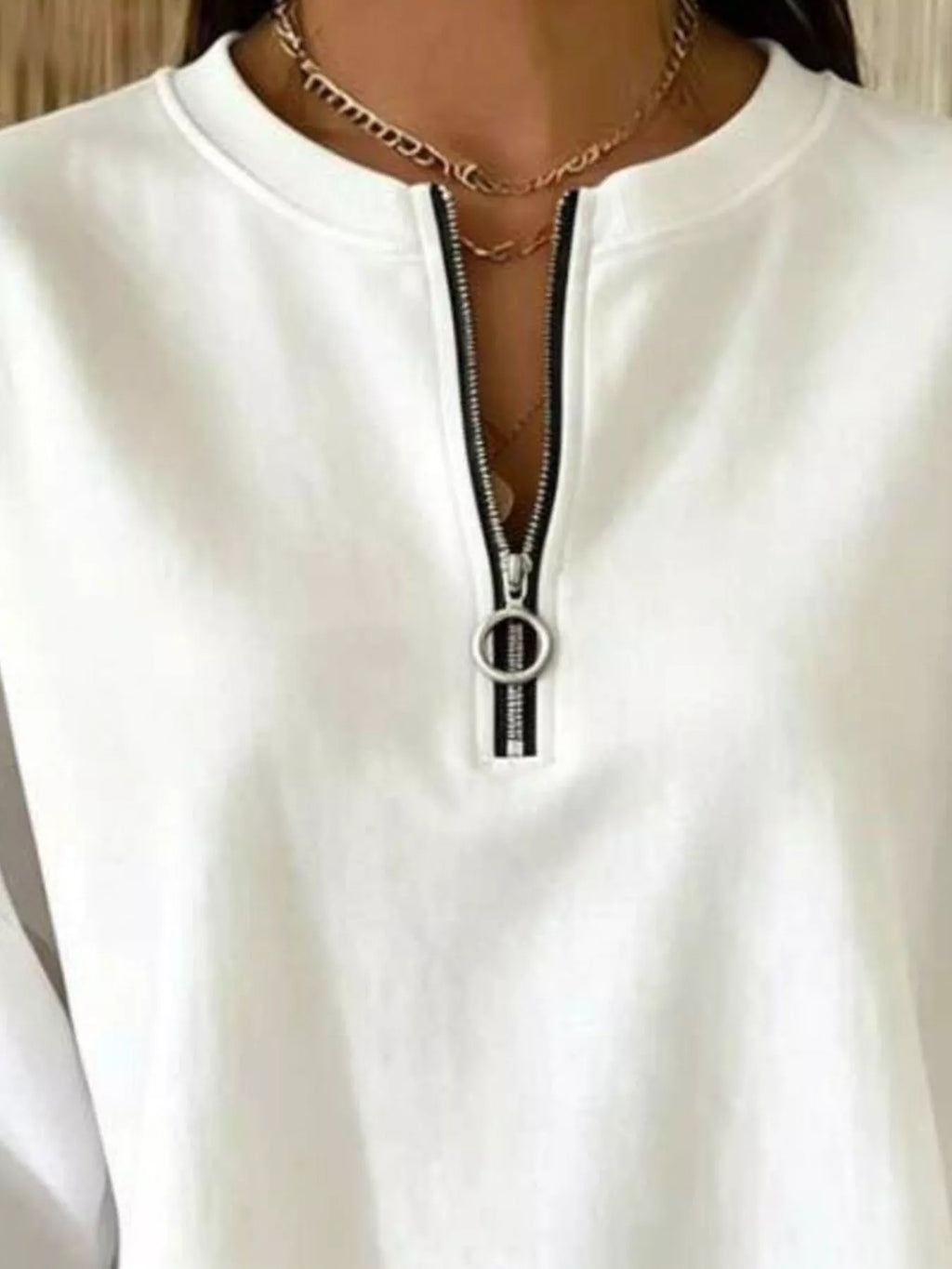 Quarter-Zip Dropped Shoulder Sweatshirt