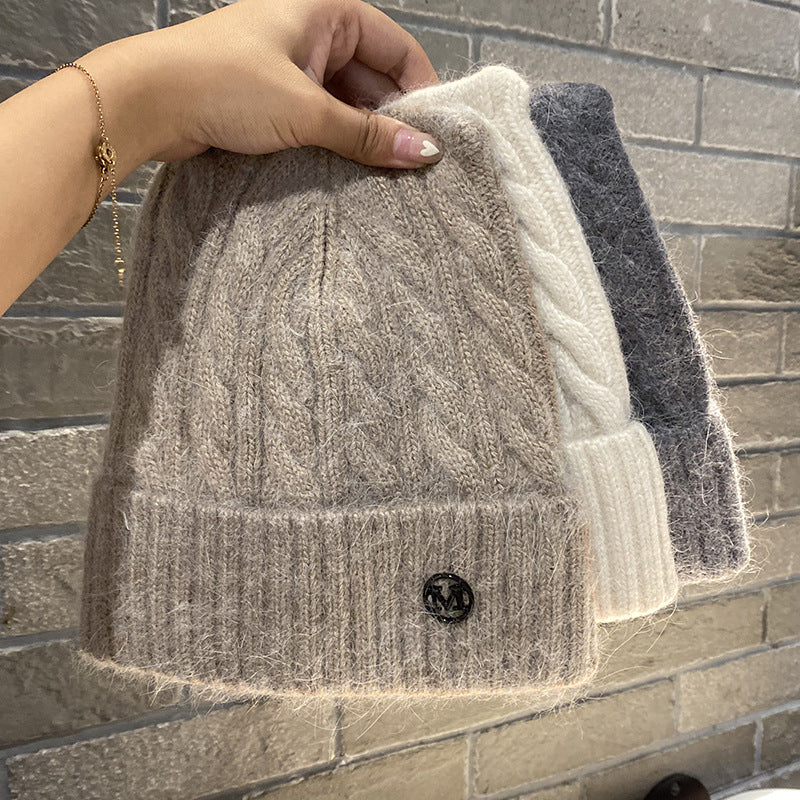 Cute Cat-ear Knitted Wool Warm Hat Versatile Face-slimming