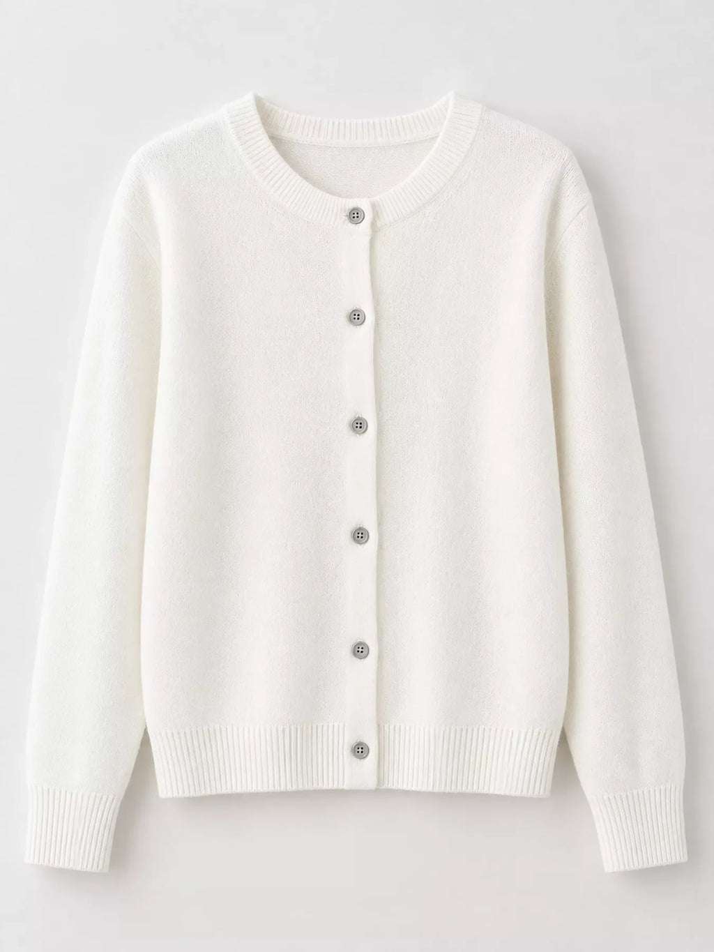 Crew Neck Button-Down Cardigan