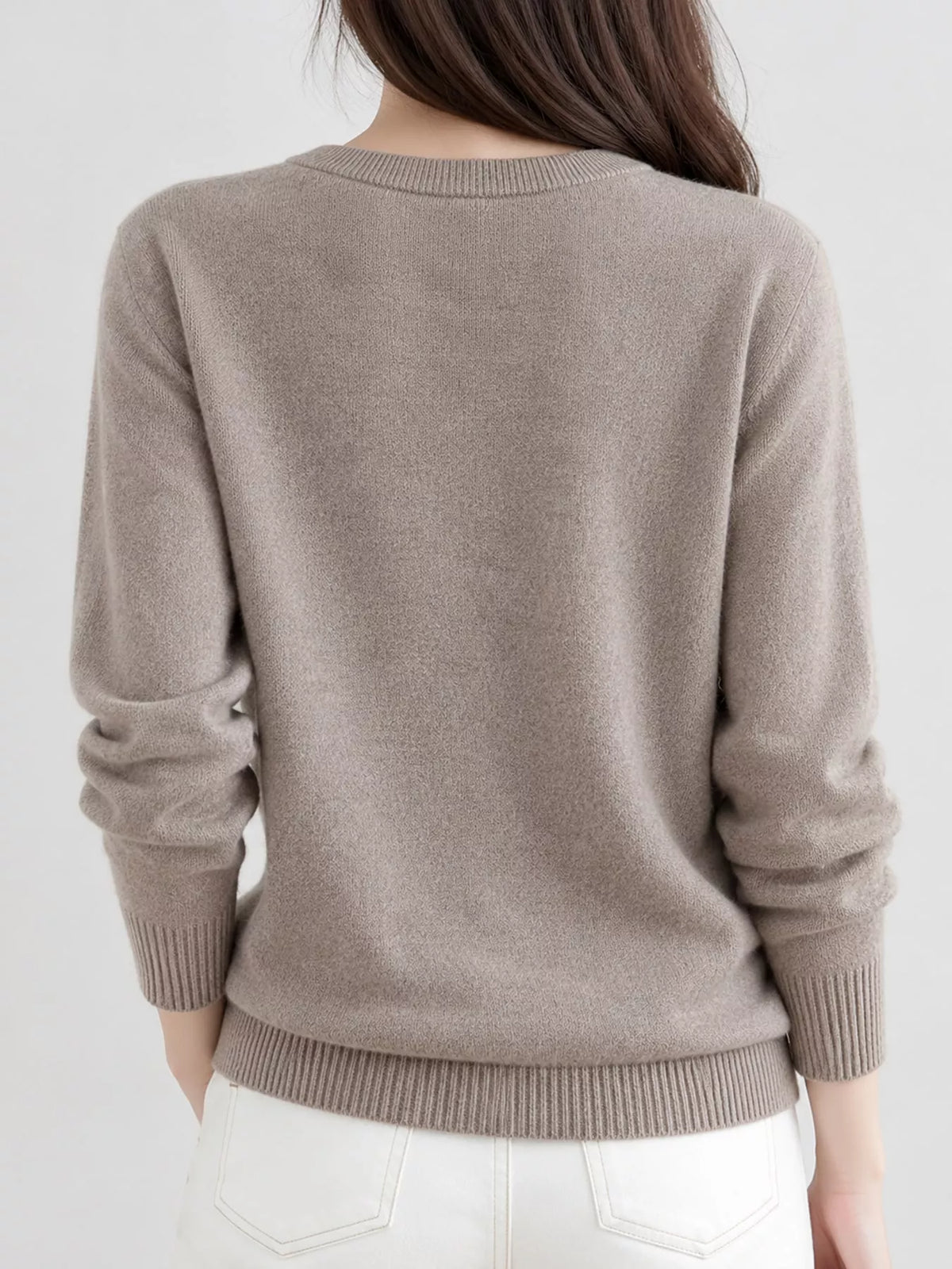Crew-Neck Button-Down Cardigan