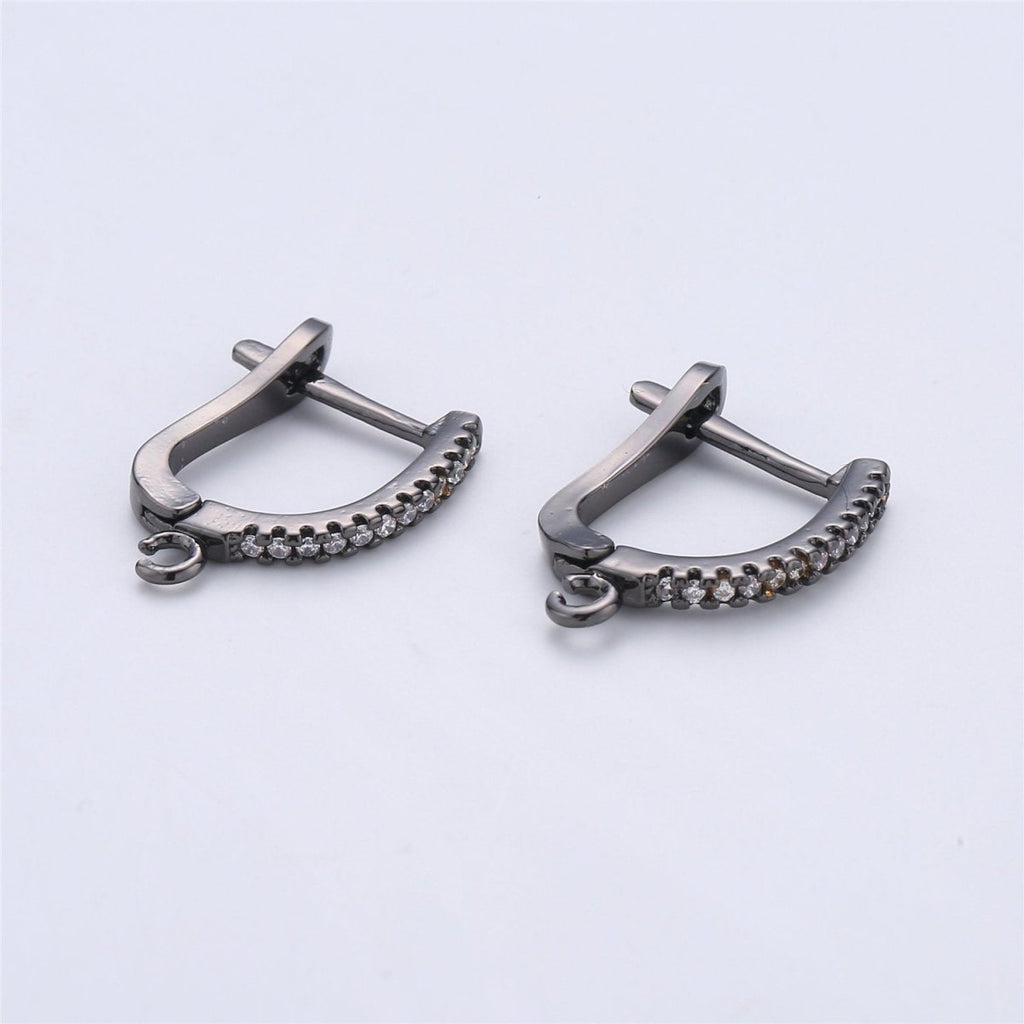 15mm Cubic one touch Earring w/ open link for Charm Rose Gold Silver Gold 18K gold Filled Lead, Nickel free, Lever back earring supply K-167 K-166
