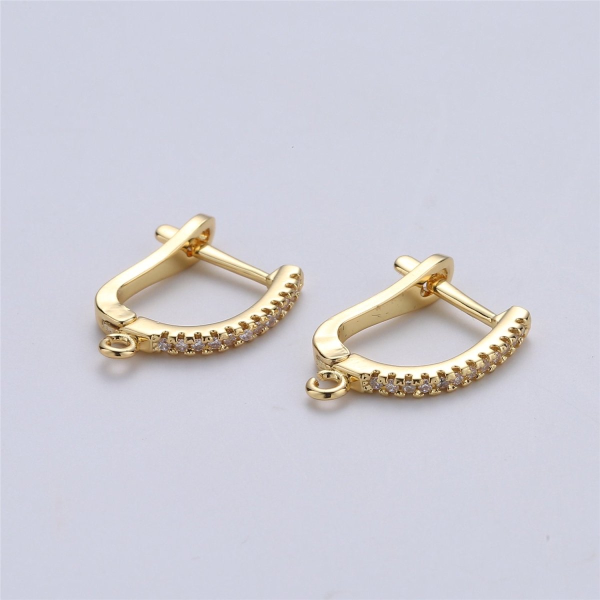 15mm Cubic one touch Earring w/ open link for Charm Rose Gold Silver Gold 18K gold Filled Lead, Nickel free, Lever back earring supply K-167 K-166