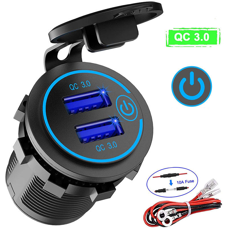 Motorcycle Boat  Car Charger Dual  Fast Charge Modified Car Charger