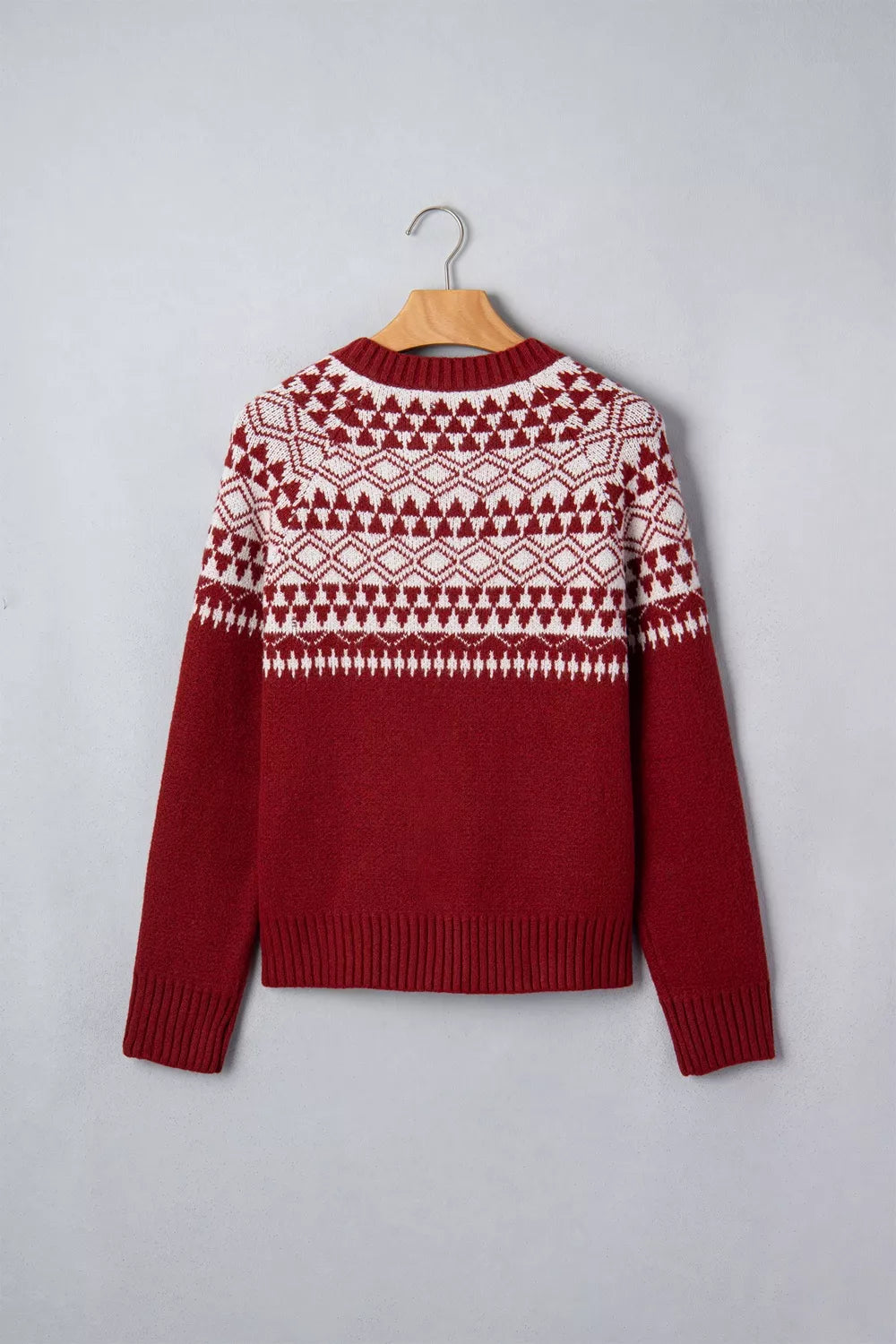 Geometric Print Button Front Long Sleeve Knitwear Cardigan