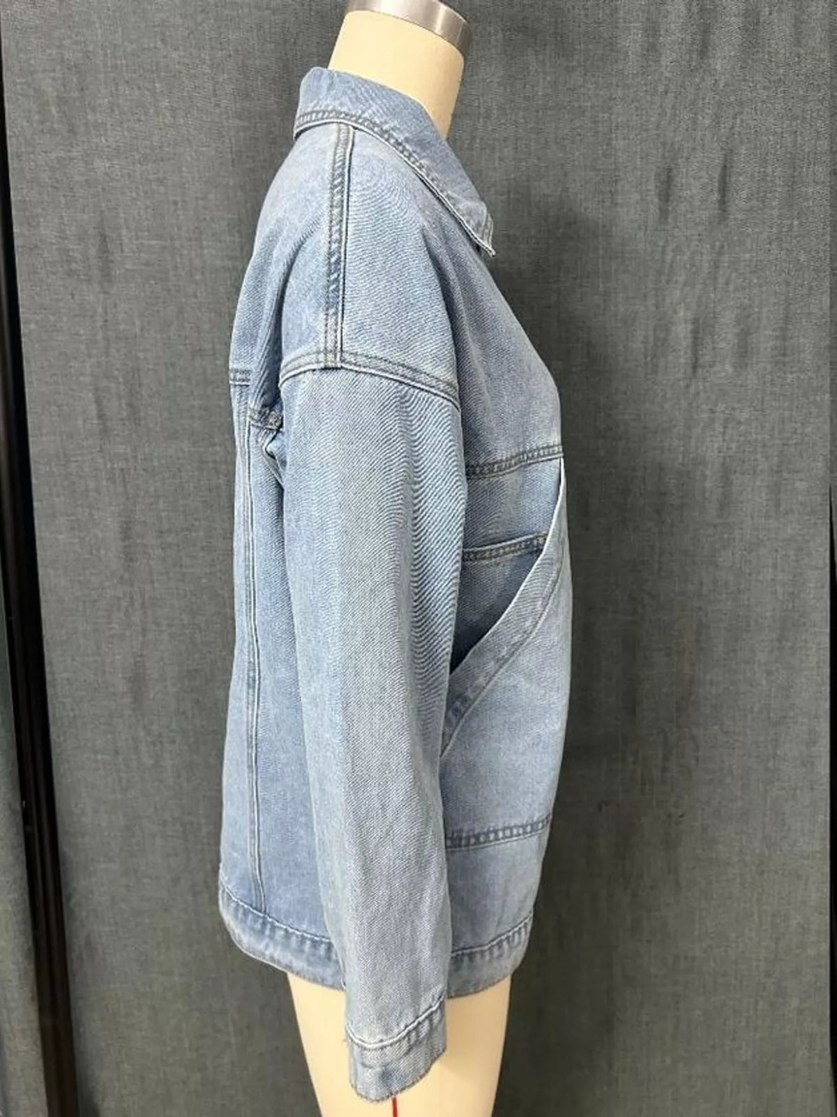Button Up Dropped Shoulder Denim Jacket