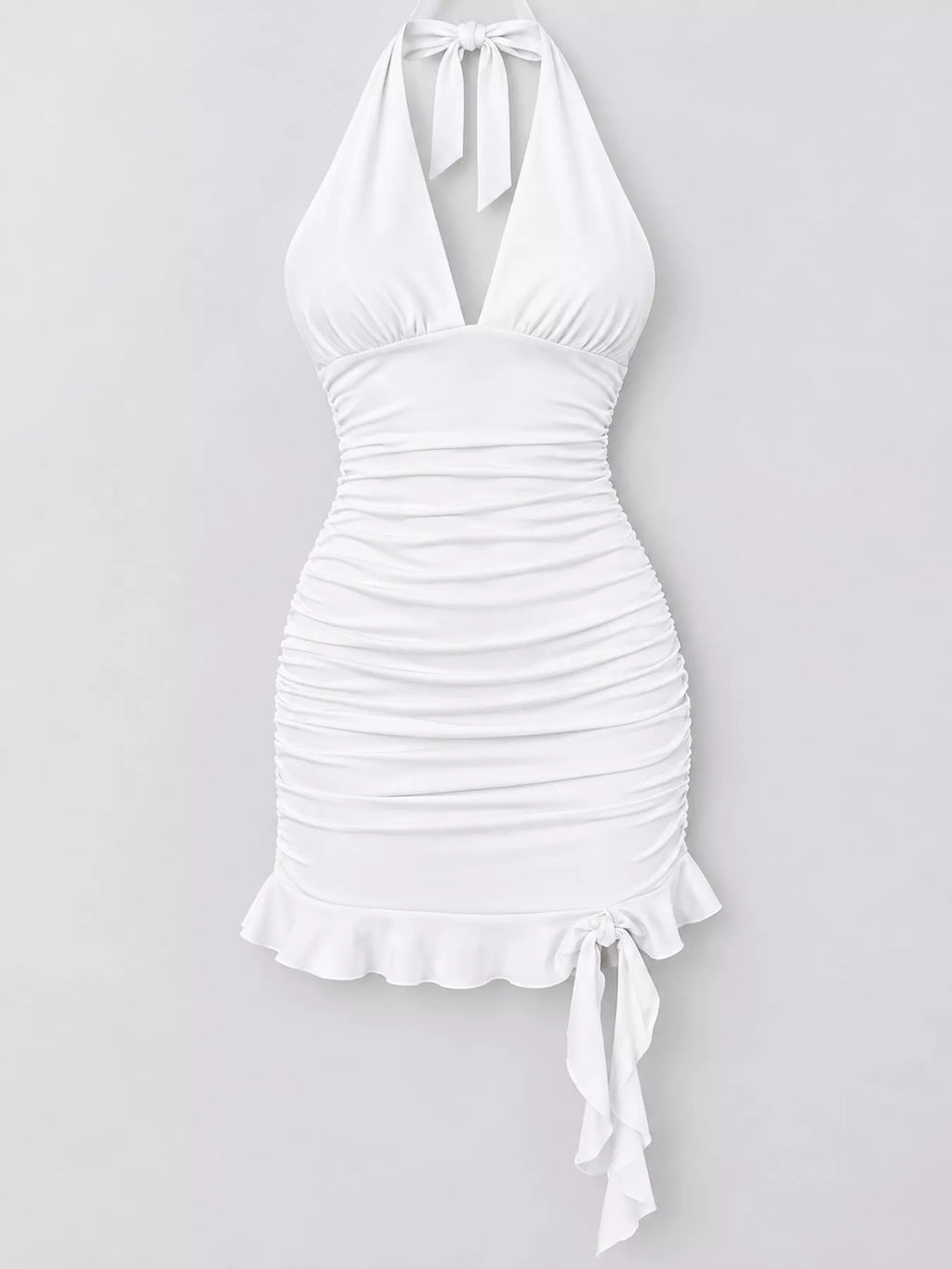 Ruched Halter Neck Bodycon Mini Dress