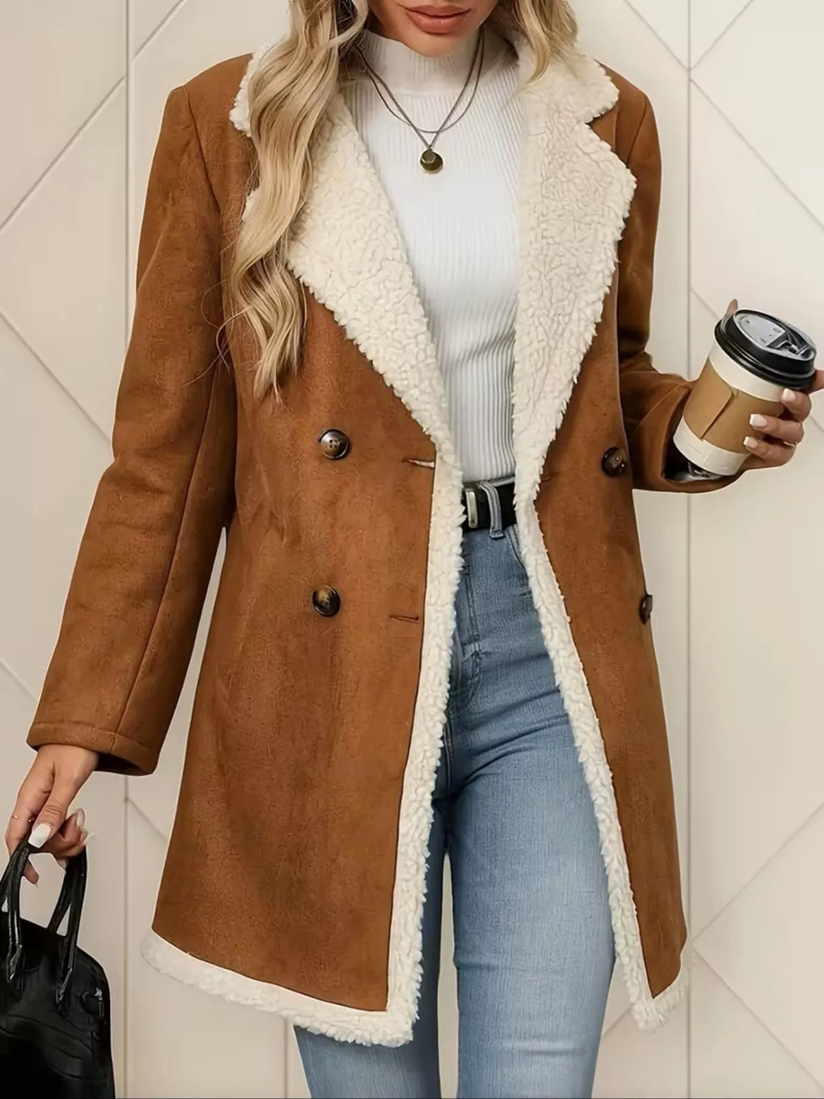 Double-Breasted Suede Outerwear