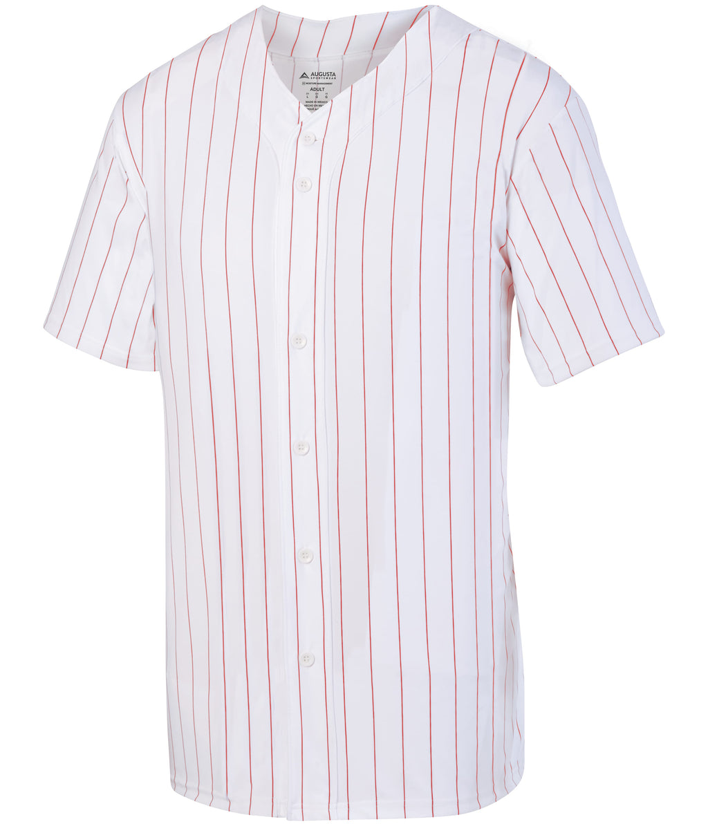 PINSTRIPE FULL-BUTTON BASEBALL JERSEY - MOISTURE-WICKING
