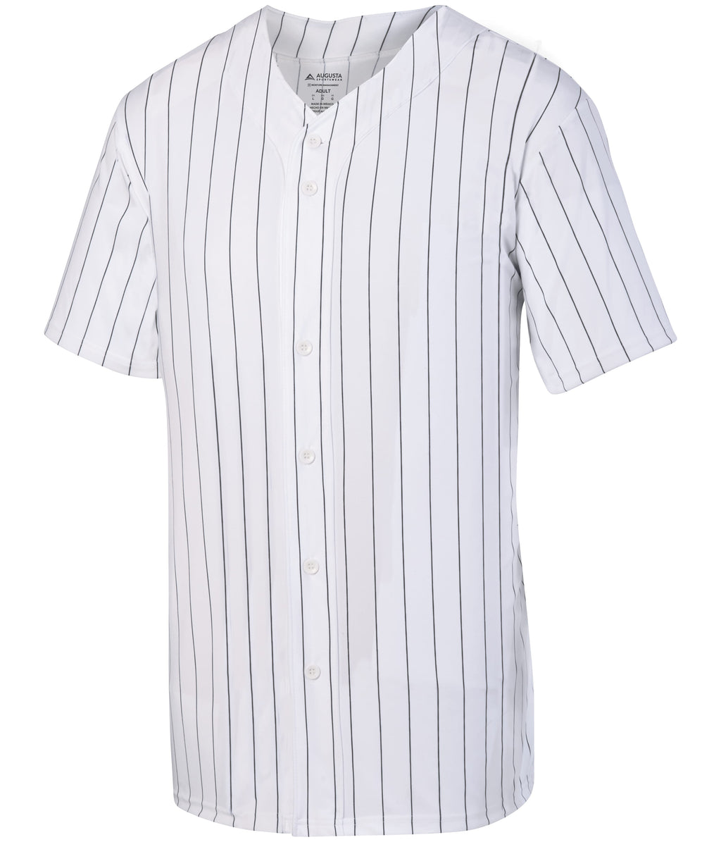 PINSTRIPE FULL-BUTTON BASEBALL JERSEY - MOISTURE-WICKING