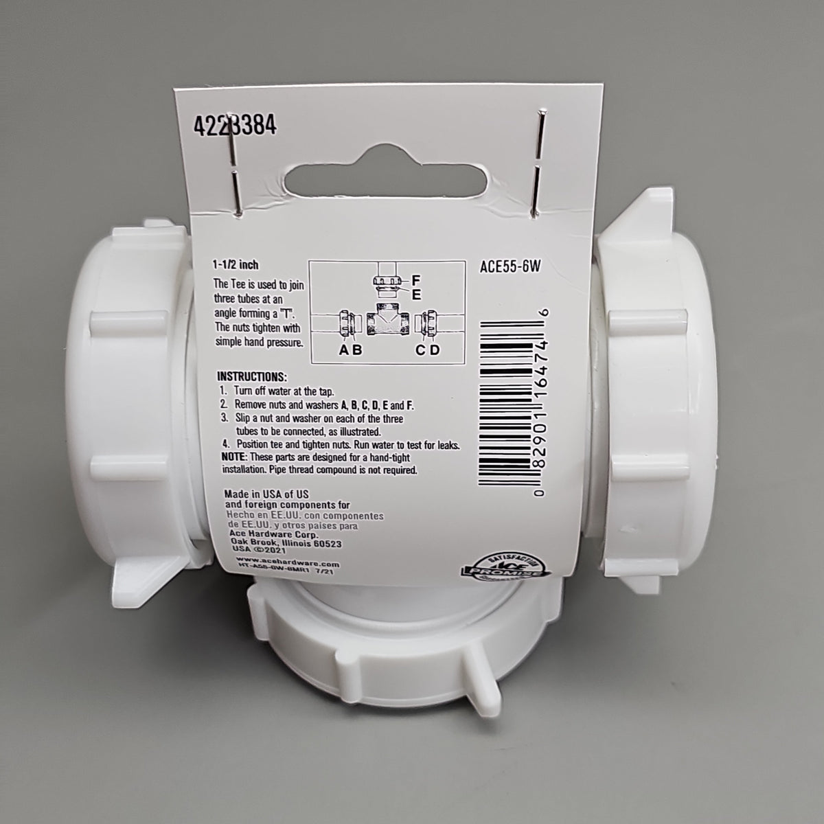 ACE Coupling Plastic Tee 3 Way 1.5" 25-Pk ACE55-6W 4223384 (New)