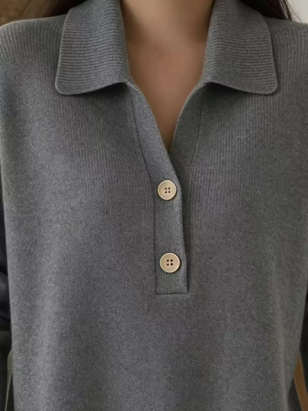 Ribbed Knit Button Detail Sweater