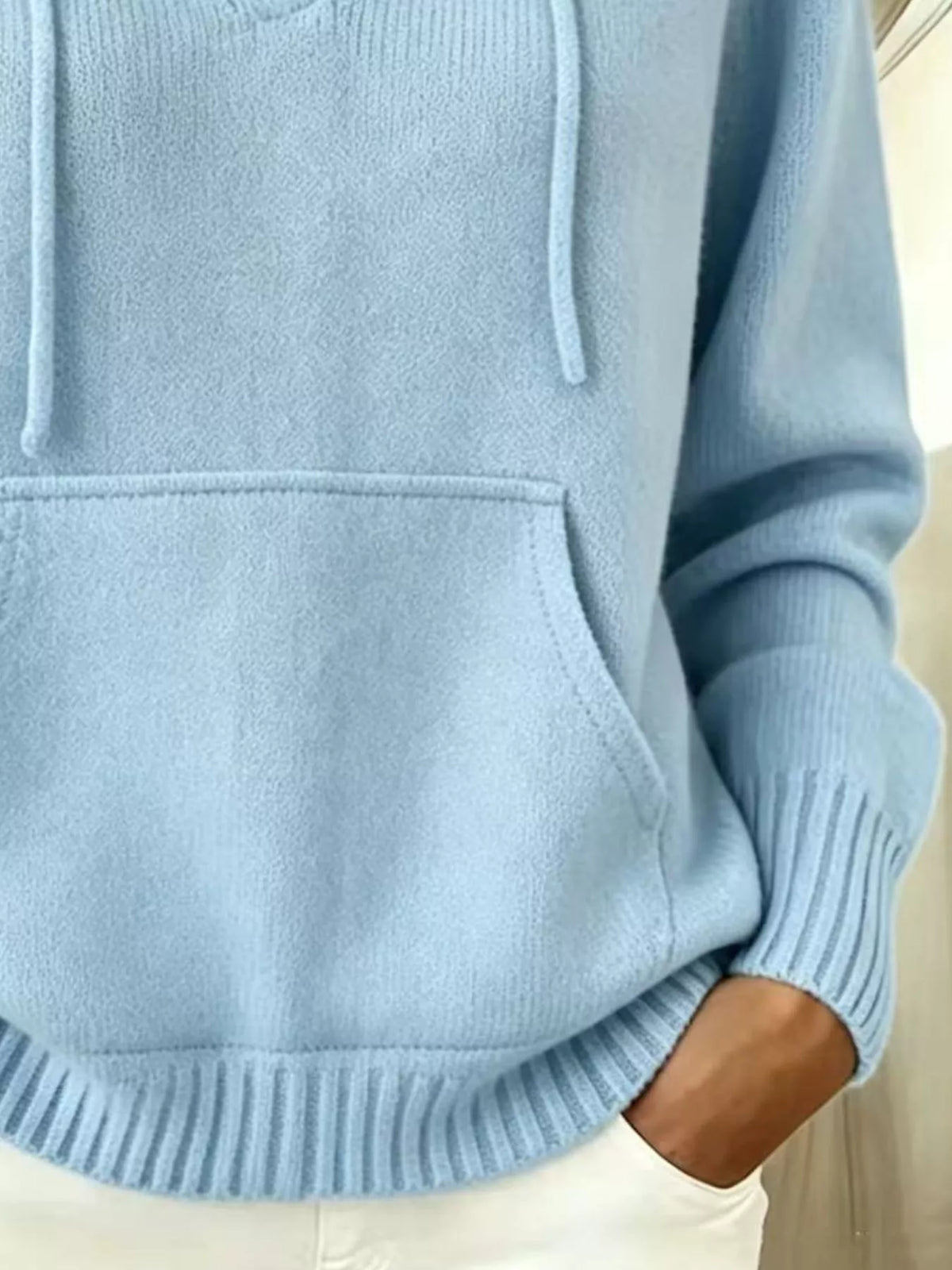 Drawstring Kangaroo Pocket Hooded Sweater