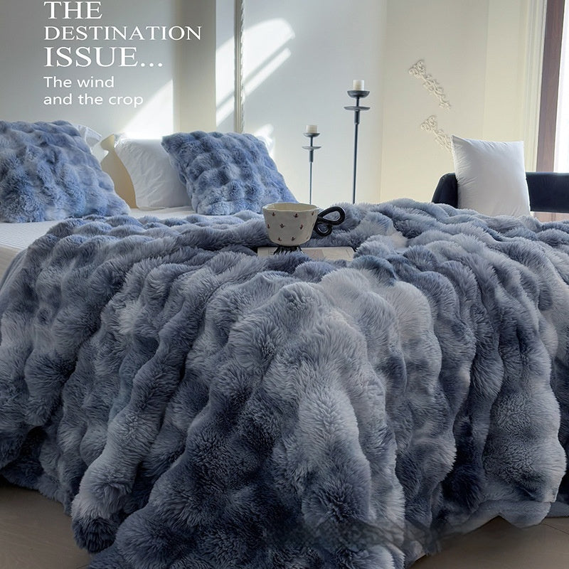 Polyester Carpet Rabbit Bubble Velvet Thickened Nap Blanket Quilt