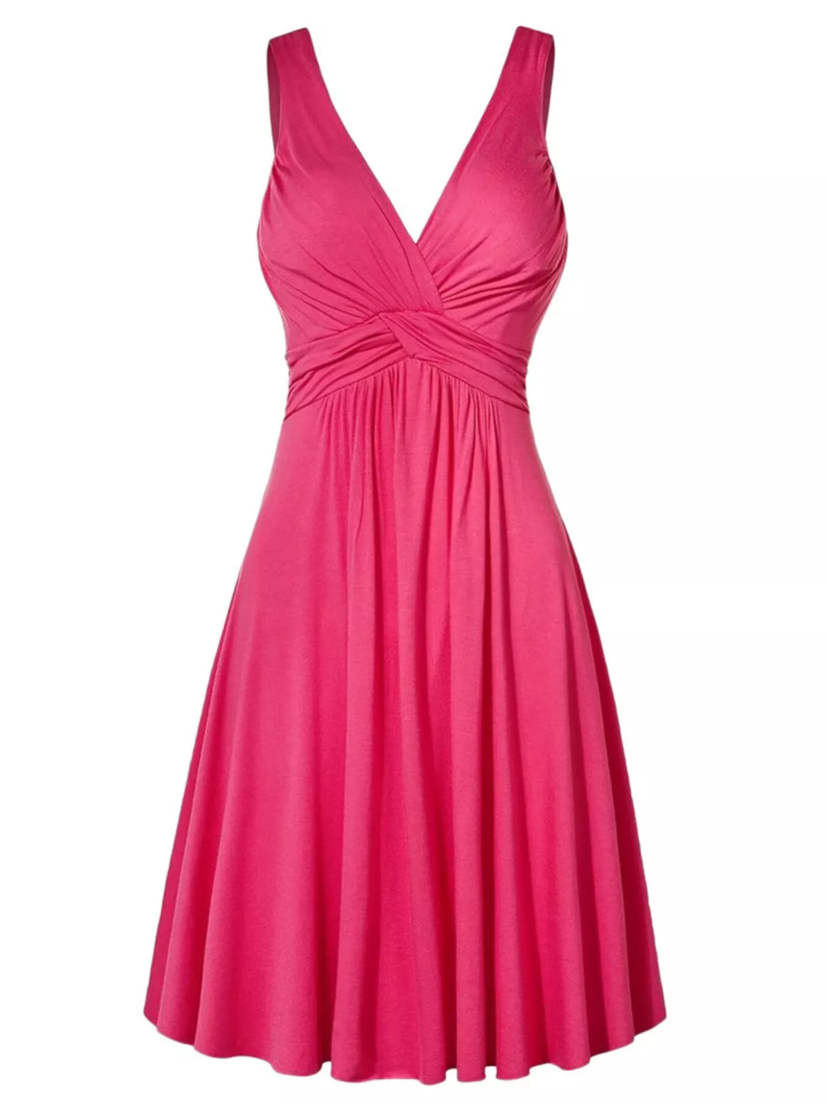 Full Size Twisted Sleeveless Ruched Waist A-Line Dress Plus Size