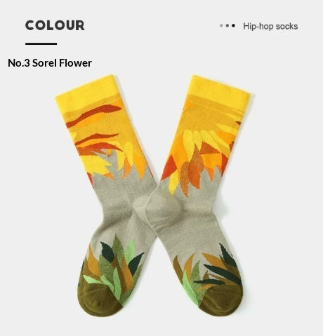 French Creative Socks Illustration Art Socks For Men And Women Couples