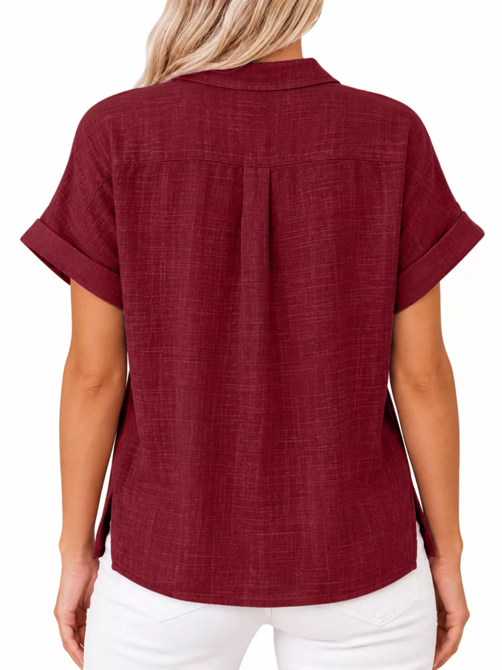 Full Size Button Up Short Sleeve Shirt Plus Size