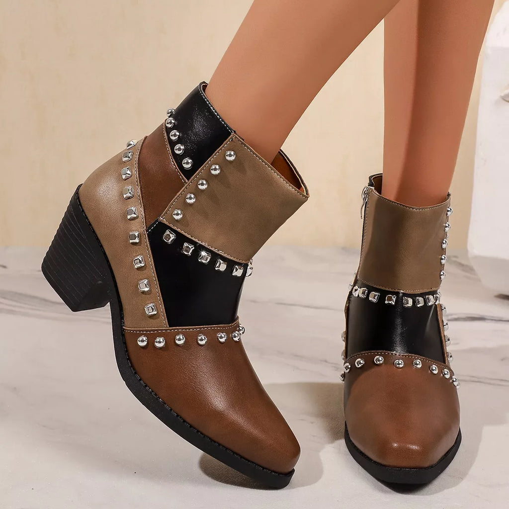 Point Toe Block Heels Boots