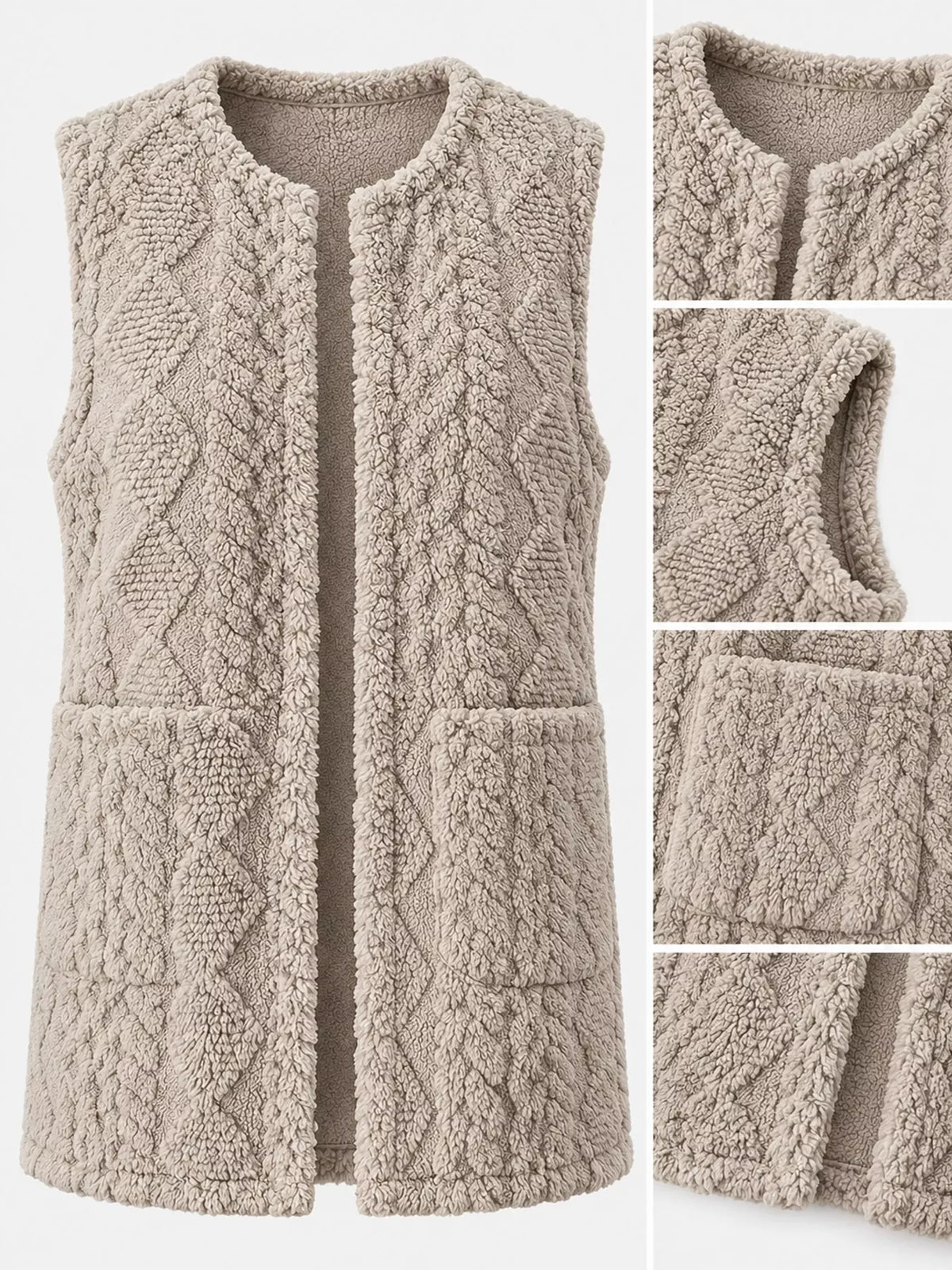 Sherpa Open Front Vest Coat