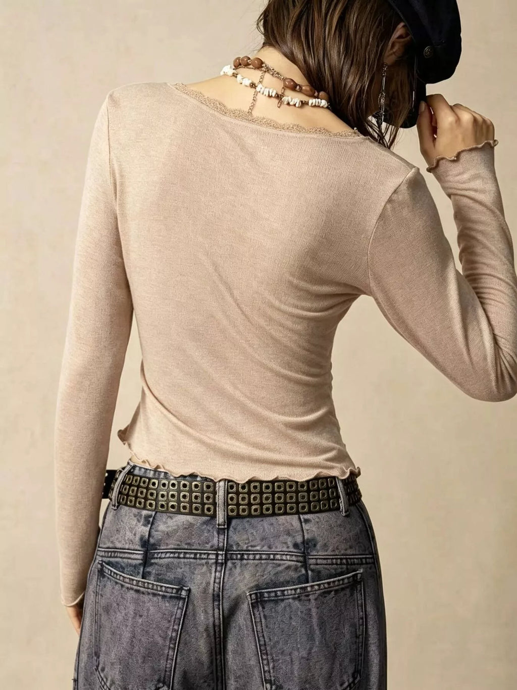 Lace Detail Long Sleeve T-Shirt