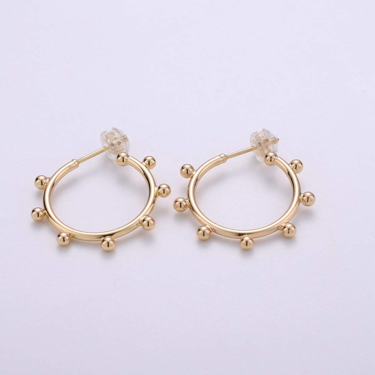 18K Gold Filled Ball Hoop Earrings, Beaded Hoop Earrings, Boho Hoop Earrings, Gold Ball Hoop Earrings, 25,35, 45mm Gold Hoop Earring Q-097 - Q-099
