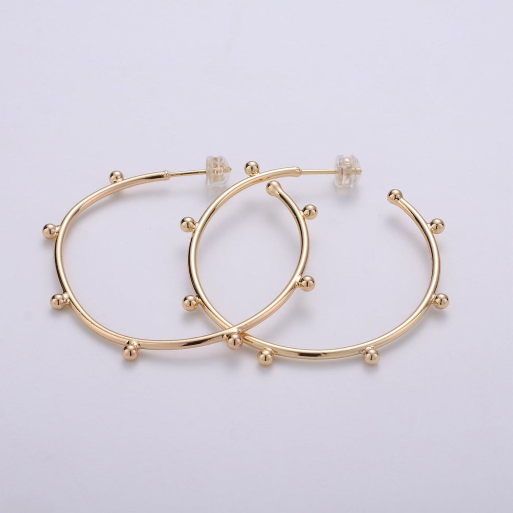 18K Gold Filled Ball Hoop Earrings, Beaded Hoop Earrings, Boho Hoop Earrings, Gold Ball Hoop Earrings, 25,35, 45mm Gold Hoop Earring Q-097 - Q-099