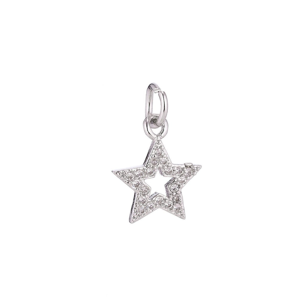 18K Gold Filled Dainty Cute Shining Star Stars Cubic Zirconia Necklace Pendant Bracelet Earring Charm for Jewelry Making C-071