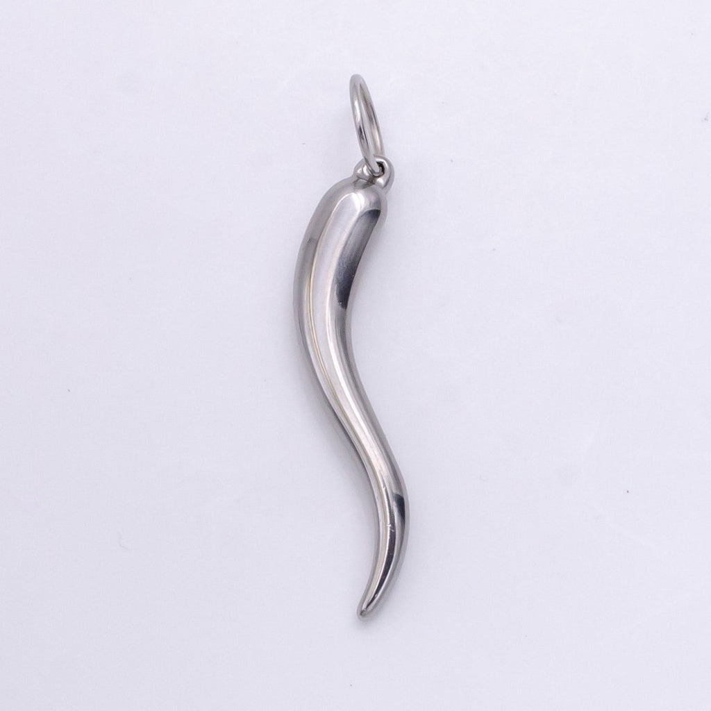 Stainless Steel Italian Horn Charm Cornicello cornetto Good Luck Protection Amulet Pendant for Necklace Jewelry Making Supplies  E-659 E-660 J-661