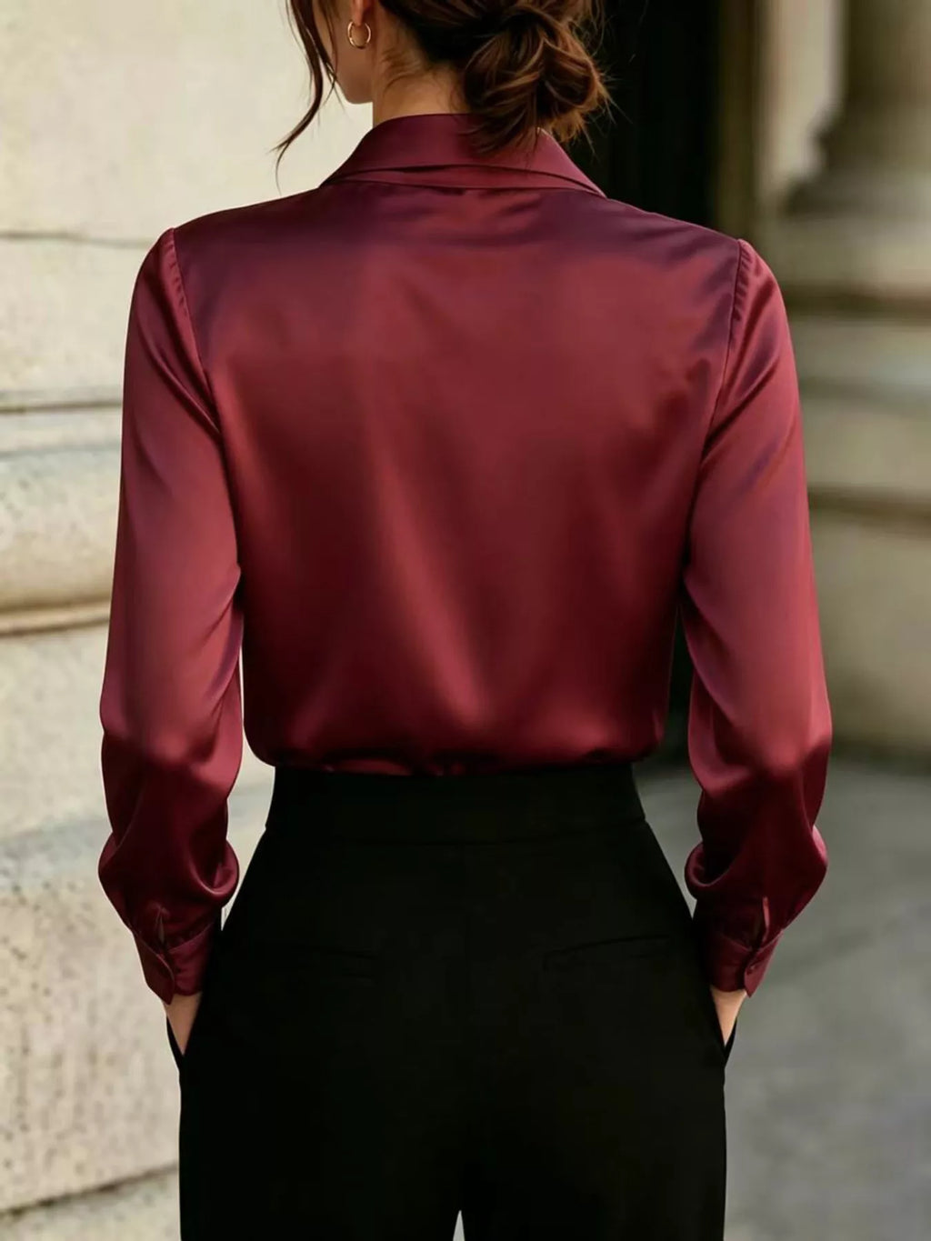 Front Tie Detail Satin Blouse