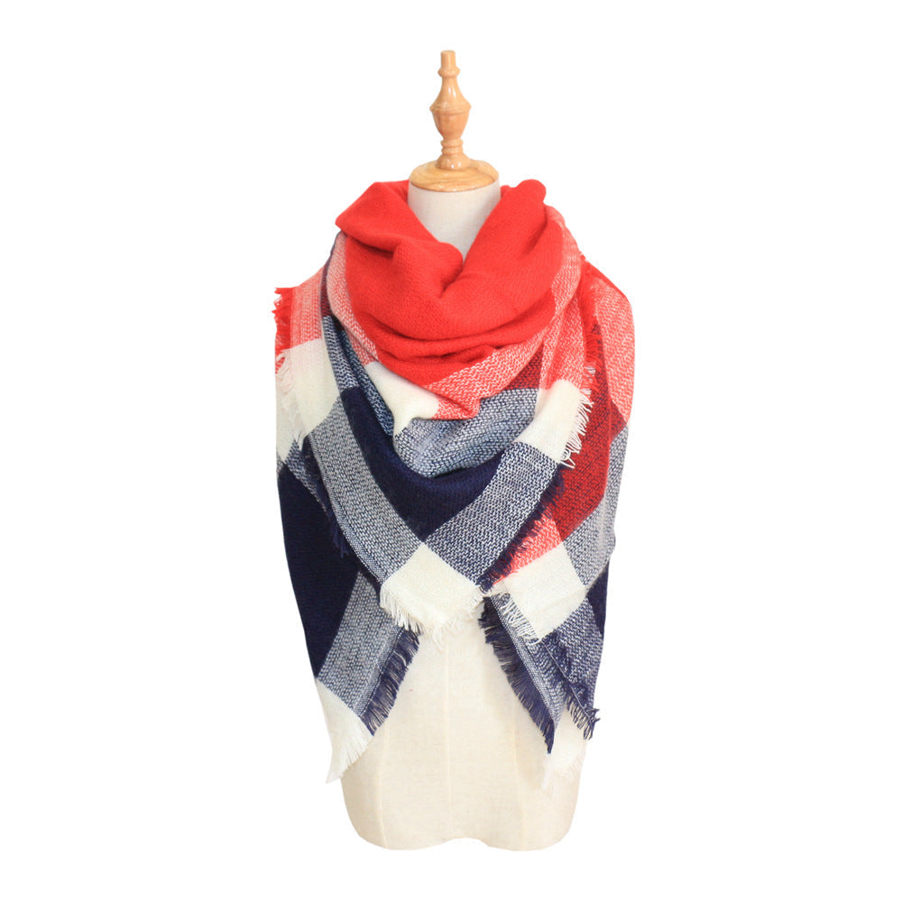 Plaid-print Versatile Neck Scarf Shawl