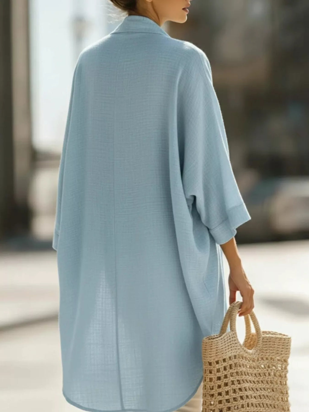 Full Size Open-Front Cardigan and Matching Tank Top Set Plus Size