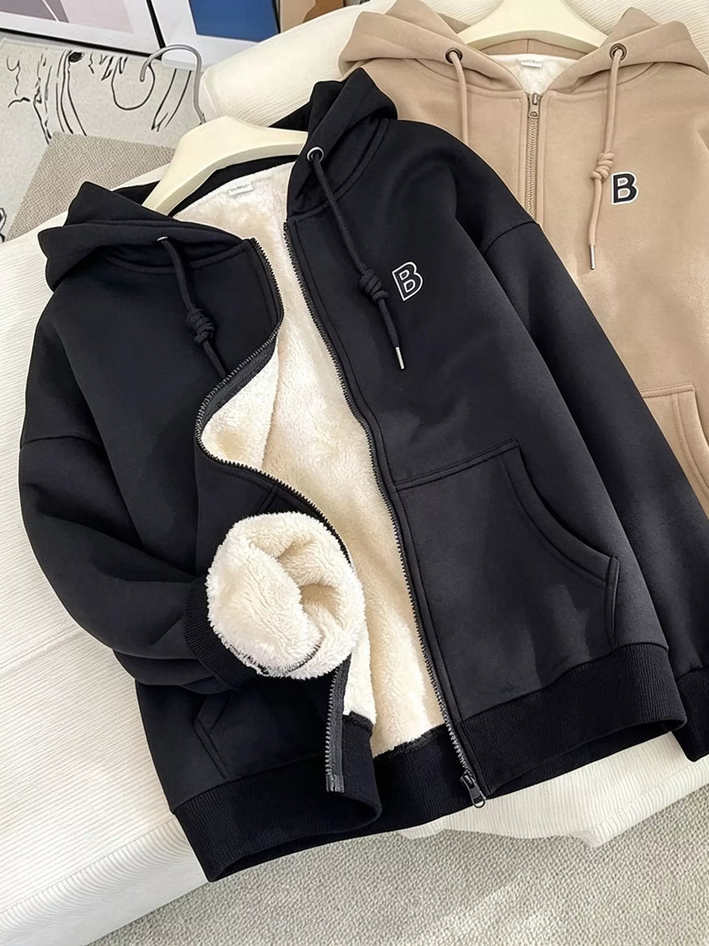 Fleece-Lined Zip-Up Hoodie