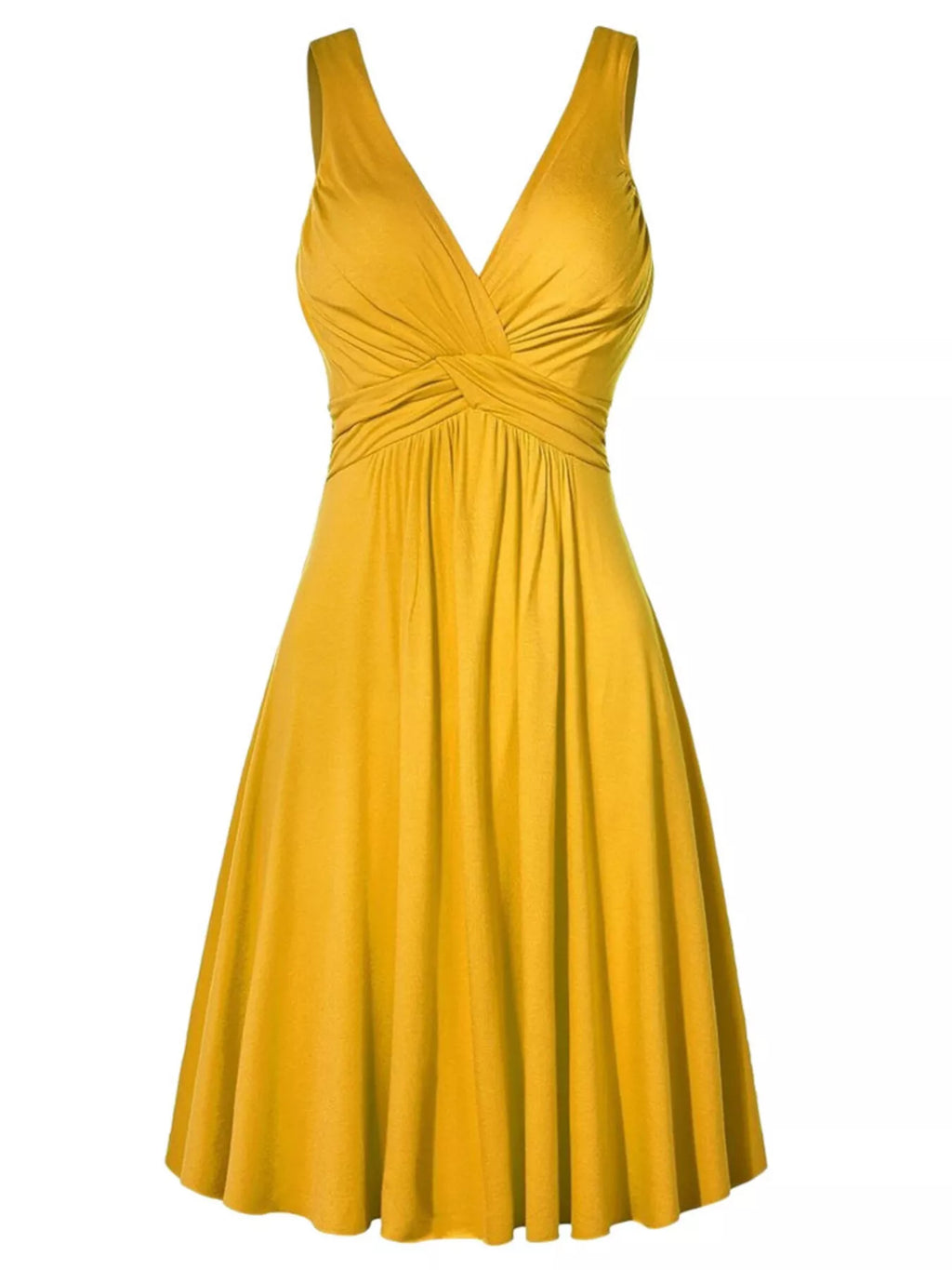 Full Size Twisted Sleeveless Ruched Waist A-Line Dress Plus Size