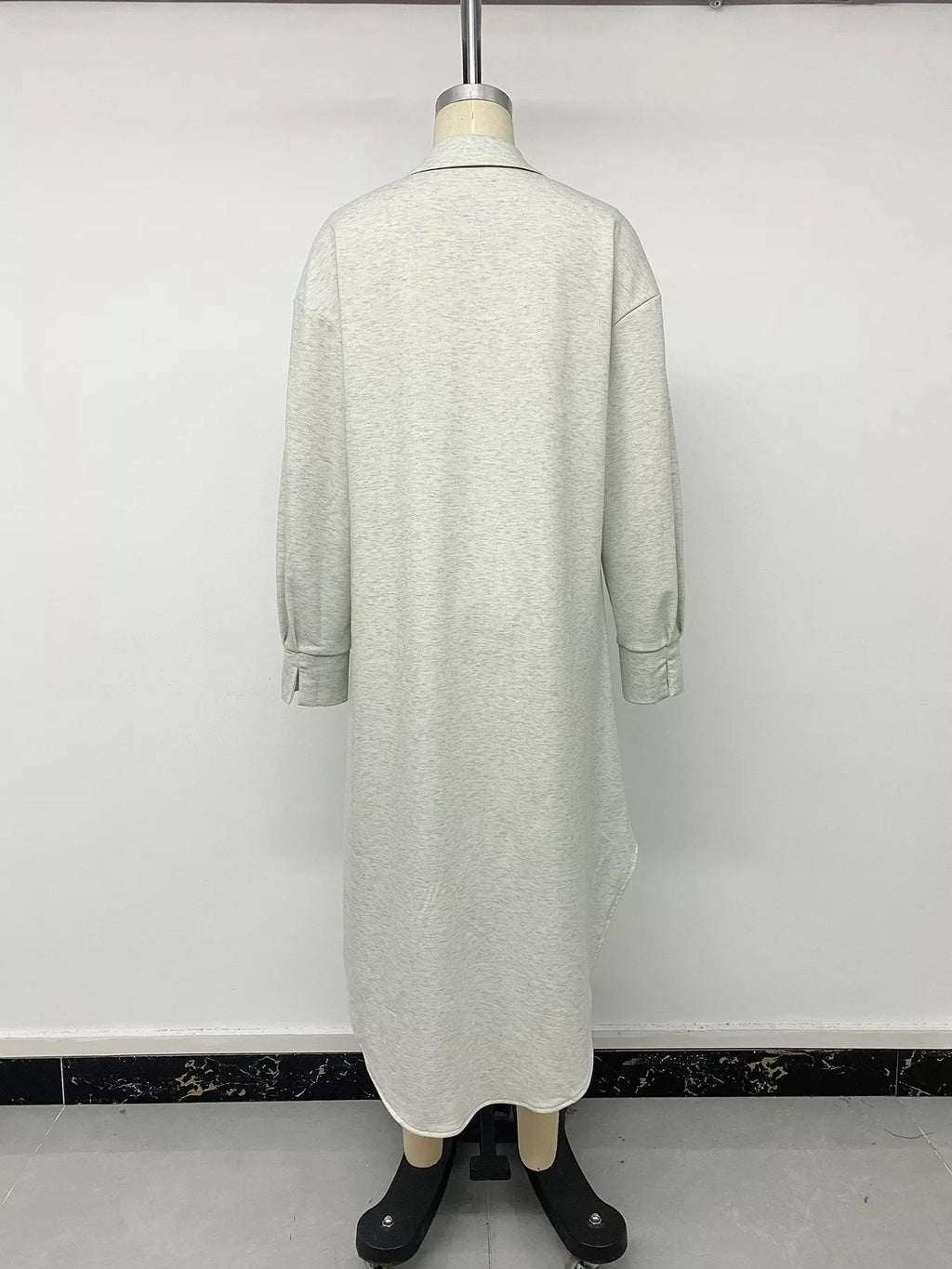 Polo Collar Long Sleeve Midi Dress